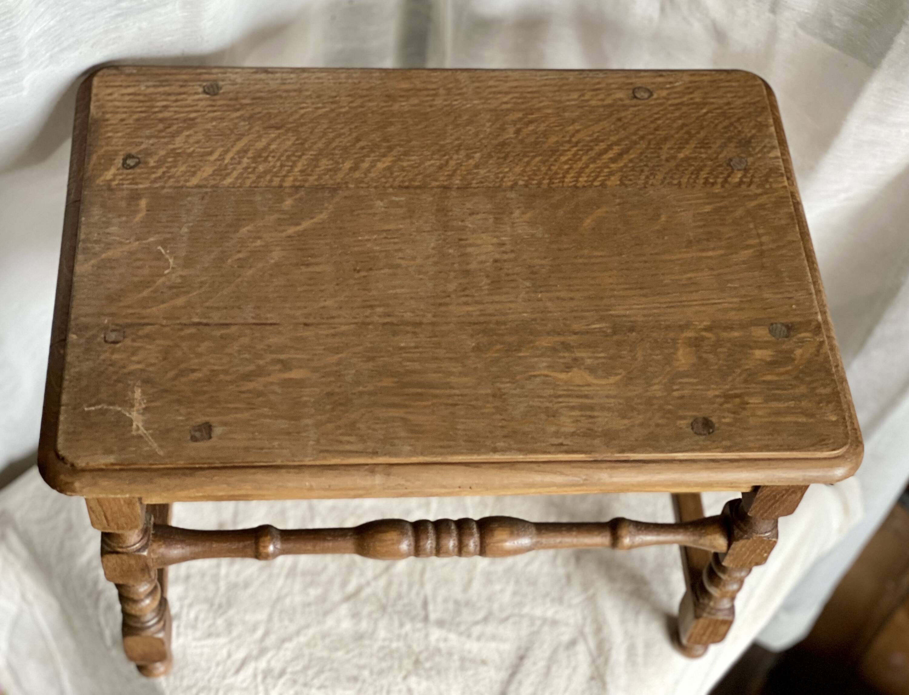 Low stool, thin turned legs with spacer