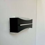 Vintage modernist wall lamp, black, white and chrome, France 1960