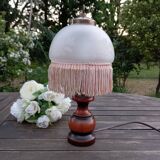 Romantic vintage bedside lamp with fringed glass