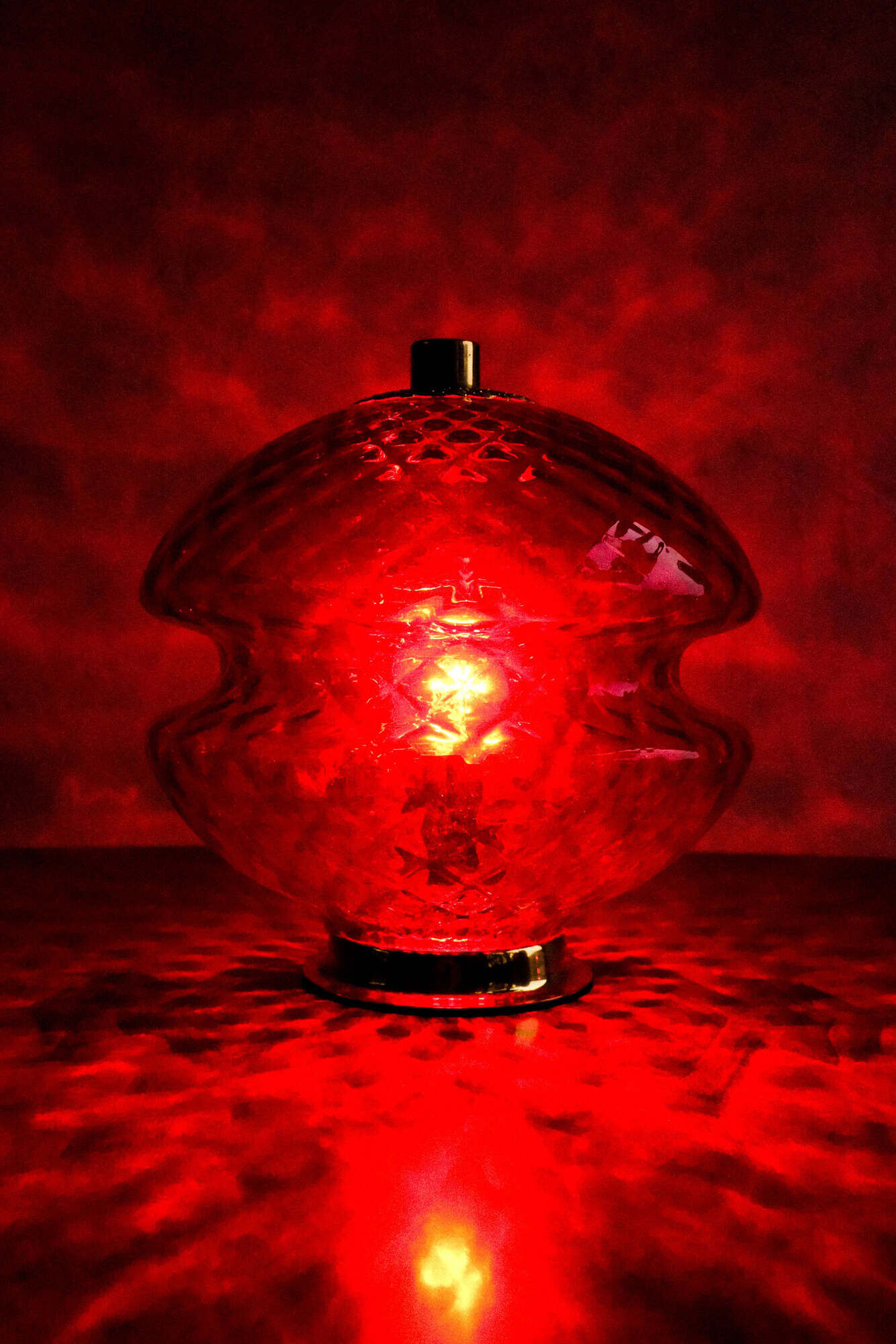 Vintage Czechoslovak Red Glass Table Lamp by Jablonecké Sklárny, 1970s