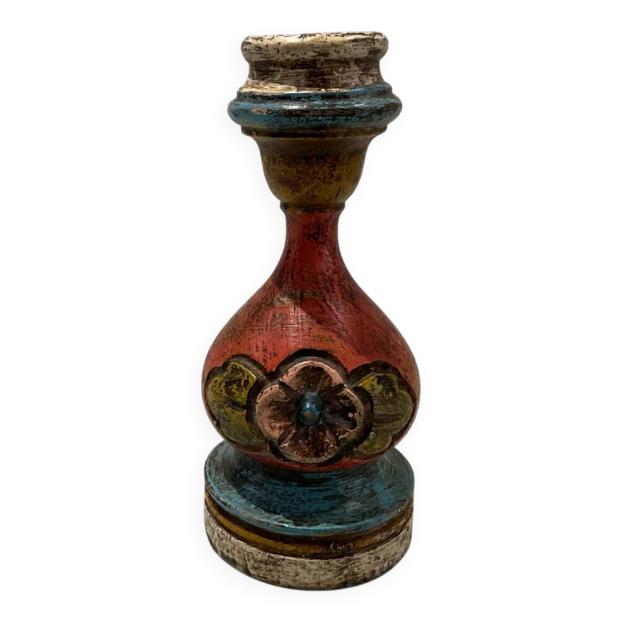 Painted wooden candle holder