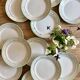 Set of 12 white, mint and gold flat plates, Mosèle de Lunéville