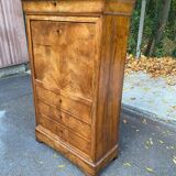 19th century secretary desk in solid walnut and burr grey marble