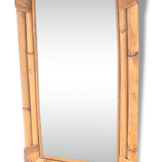 Rectangular rattan mirror