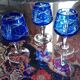 Bohemian blue crystal liqueur glasses