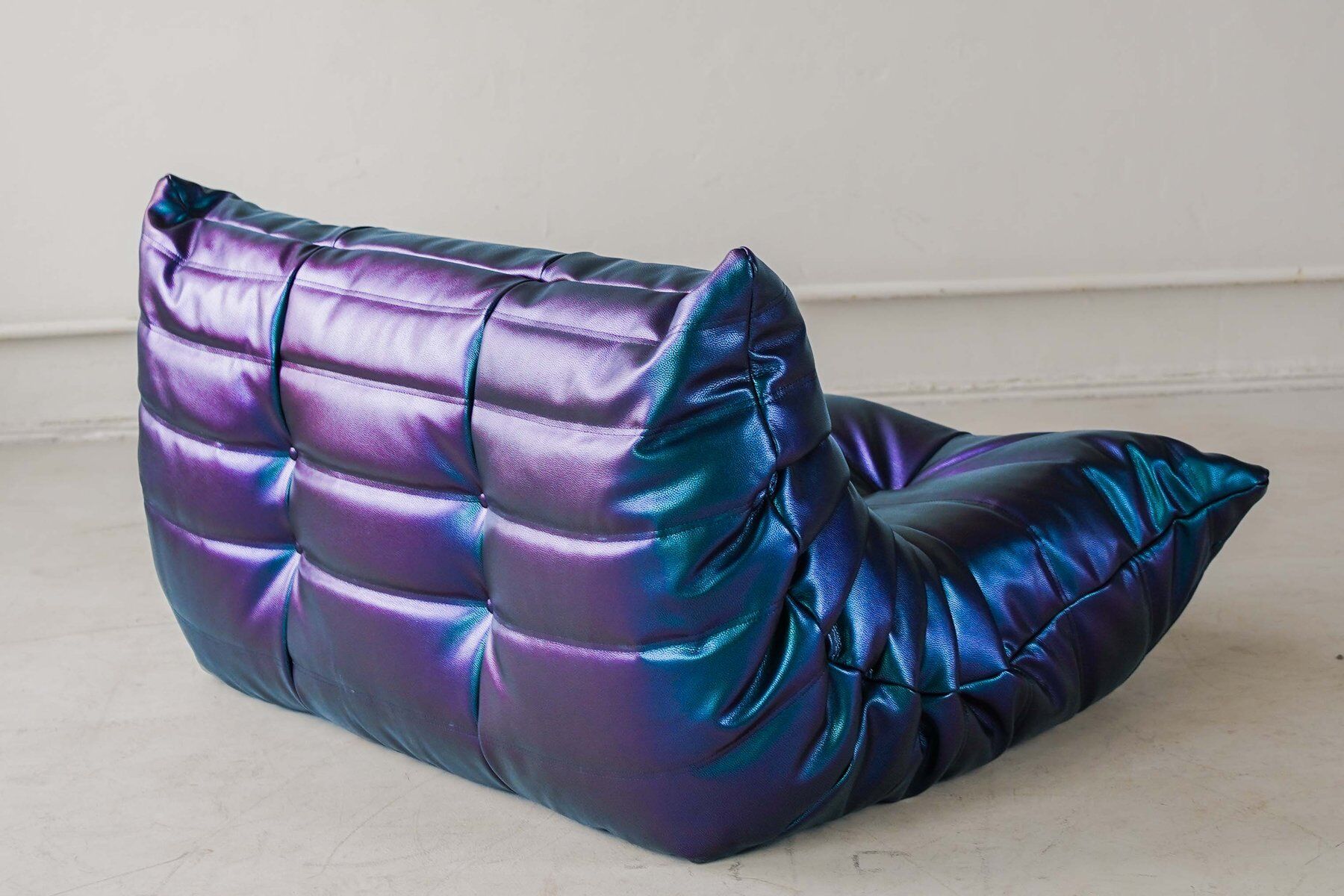 Togo 2-seater sofa in ultraviolet leather by Michel Ducaroy for Ligne Roset