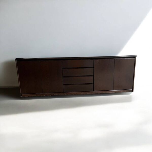 Enfilade Vintage   Meuble Bas Minimaliste   Bois Foncé – Élégant & Intempor