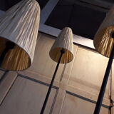 Floor lamp 3 branches 1950 in metal and raffia
