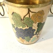 French vintage cloisonne champagne bucket with grape and vine design