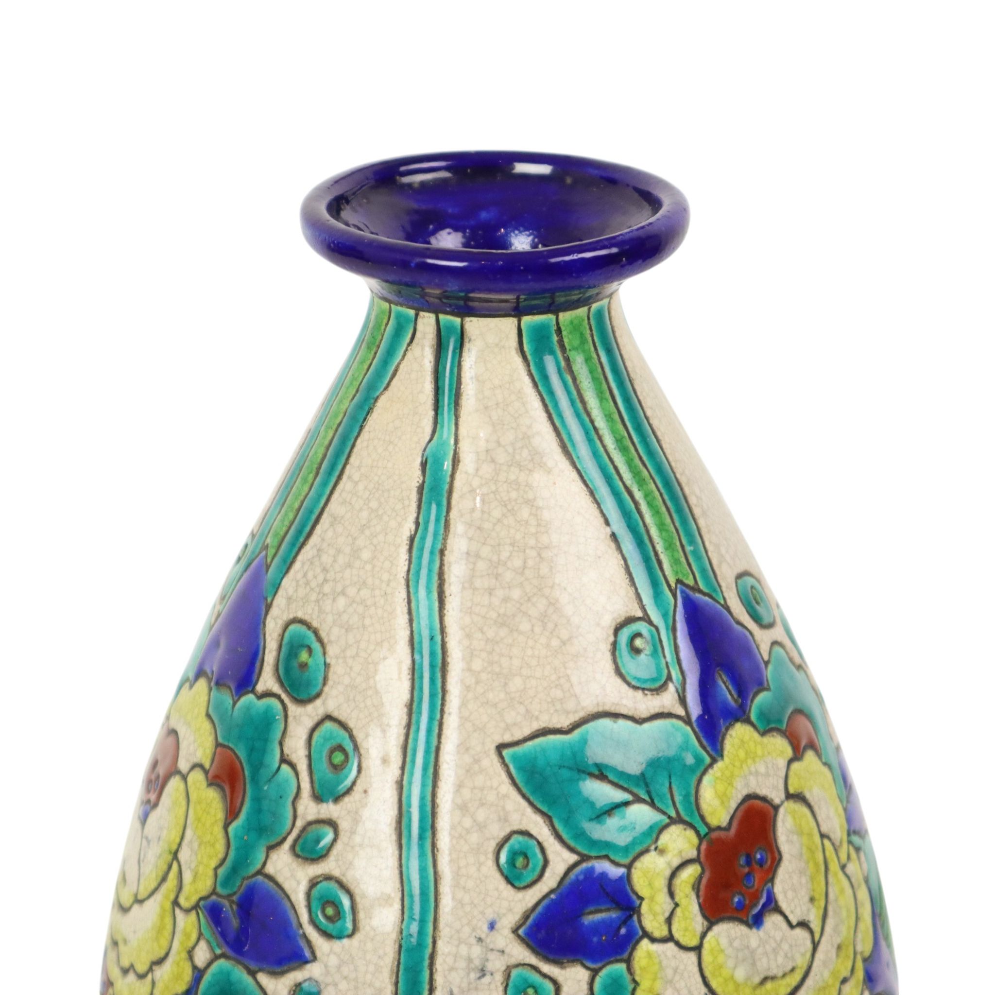 Vase Art Déco Polychrome Charles Catteau Boch Keramis D2366