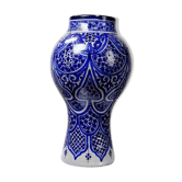 Large Moroccan vase/jar from Fès, handcrafted ceramic Khabia, 19th-20th century, cobalt.