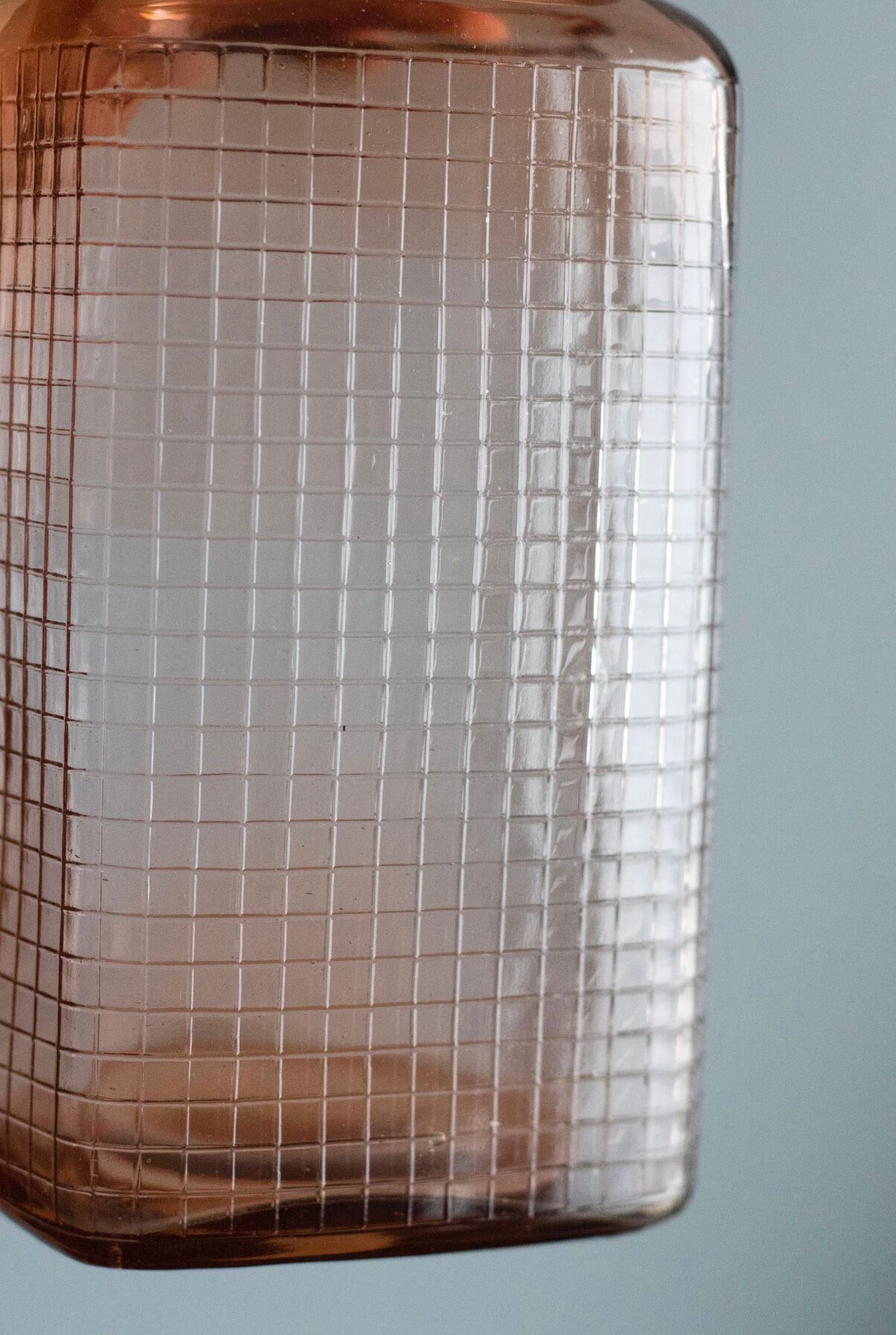 Vintage pink glass grocery jar