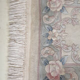Chinese tassel rug with floral pattern on beige background 118x61cm