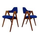 Set of Compass Chairs in Teak and Kvadrat Hallingdal 65 by Kai Kristiansen for Schou Andersen, 1960s