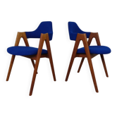 Set of Compass Chairs in Teak and Kvadrat Hallingdal 65 by Kai Kristiansen for Schou Andersen, 1960s