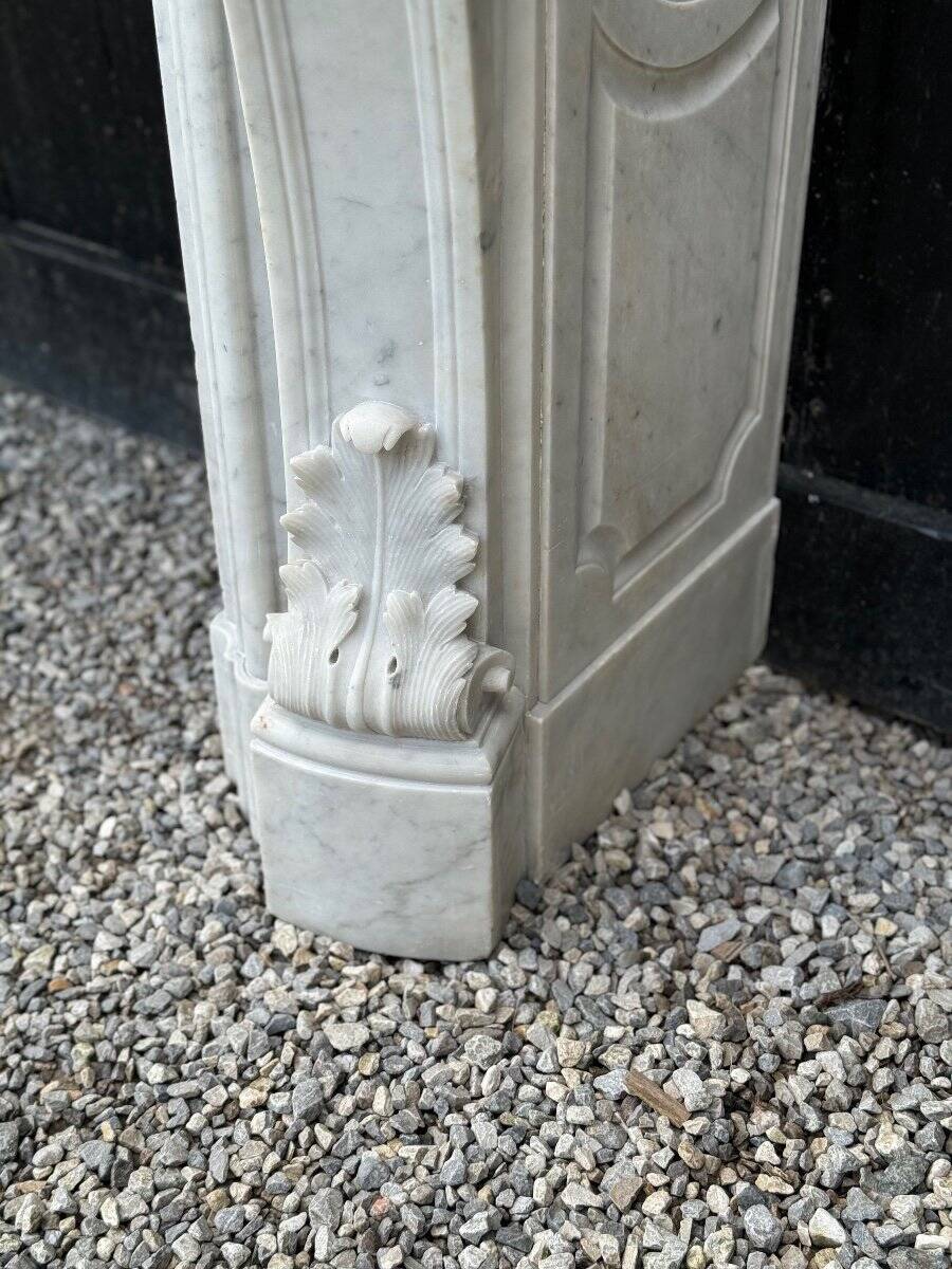 Remarkable Louis XV Style Fireplace, In Carrara Marble Circa 1880