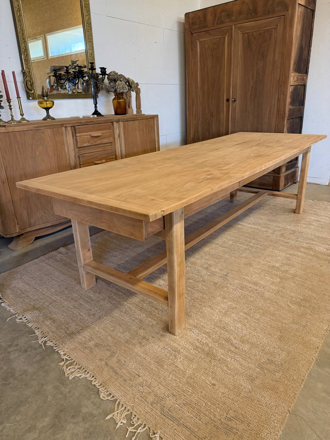 Solid wood farmhouse table