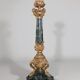 Pair of Empire/Restoration style candlesticks - green marble and bronze.