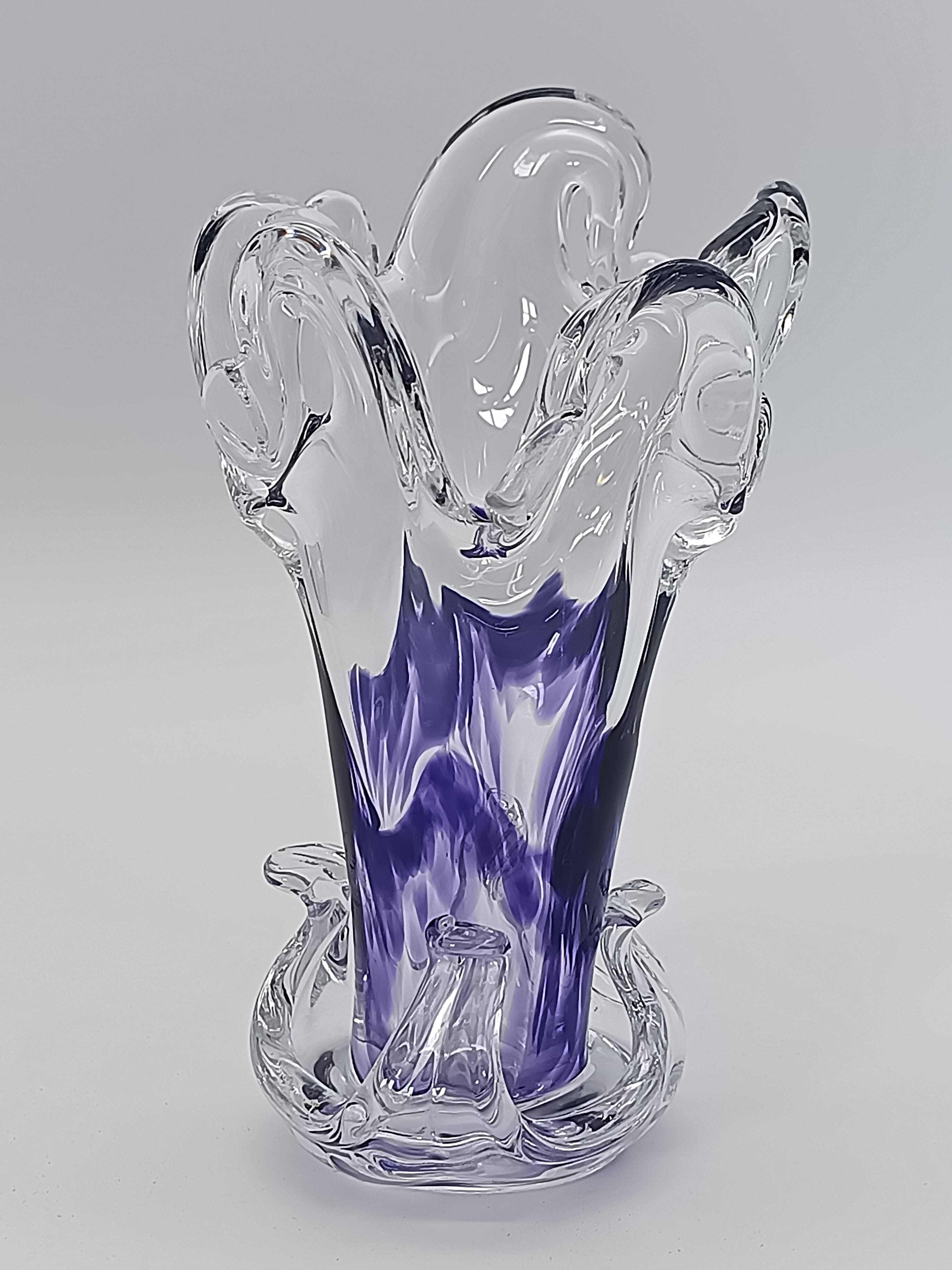 Vase Soliflore en Cristal d'Art – Michel Steiner Améthyste & Transparent