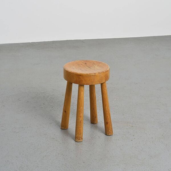Tabouret en pin massif, Charlotte Perriand années 1970