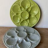 Lot deux assiettes à huîtres Longchamp vintage