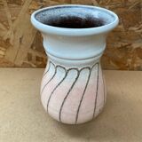 Antique strehla vase pink & white ceramic 1959 west germany vintage