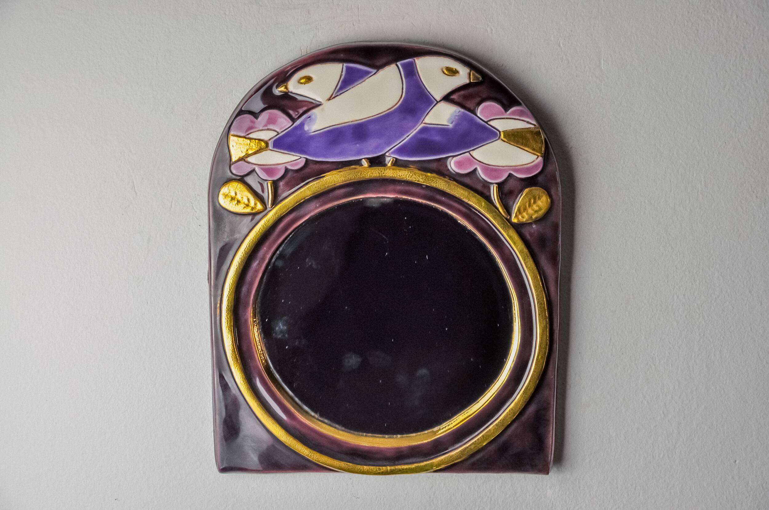 Paradisiers mirror by Mithé Espelt, ceramic, France, 1970