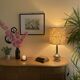 Vintage lamp published by Pettini Stiga and fabric shade Güell Lamadrid, Italy.
