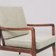 Mid-Century Armchair Corduroy Cushion Rustic Wood, 1980s
