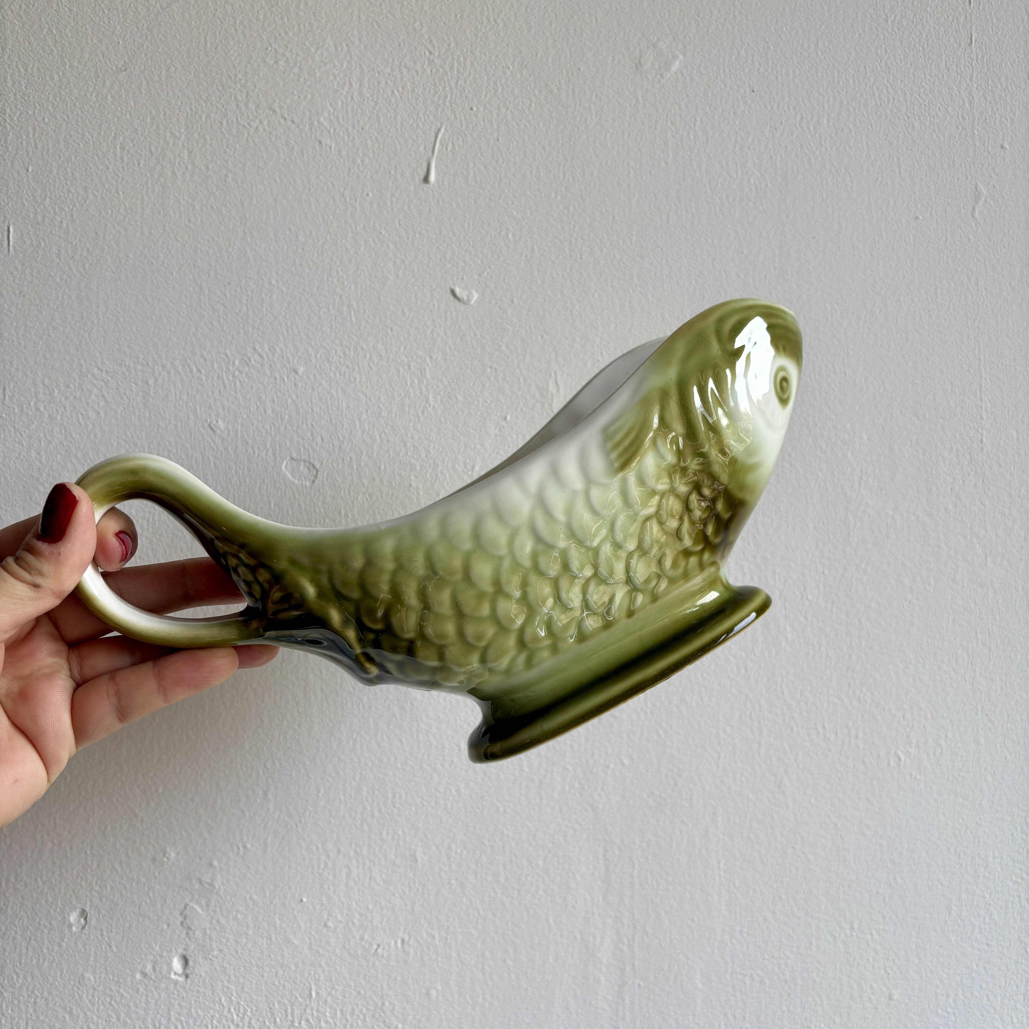 Vintage fish-shaped sauce boat Moulin des Loups