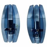 Blue wall sconces attributed to Fontana Arte, 1970.