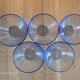 5 vintage blue tempered glass bowls