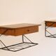 Pair of Scandinavian wall bedside tables in teak 1960