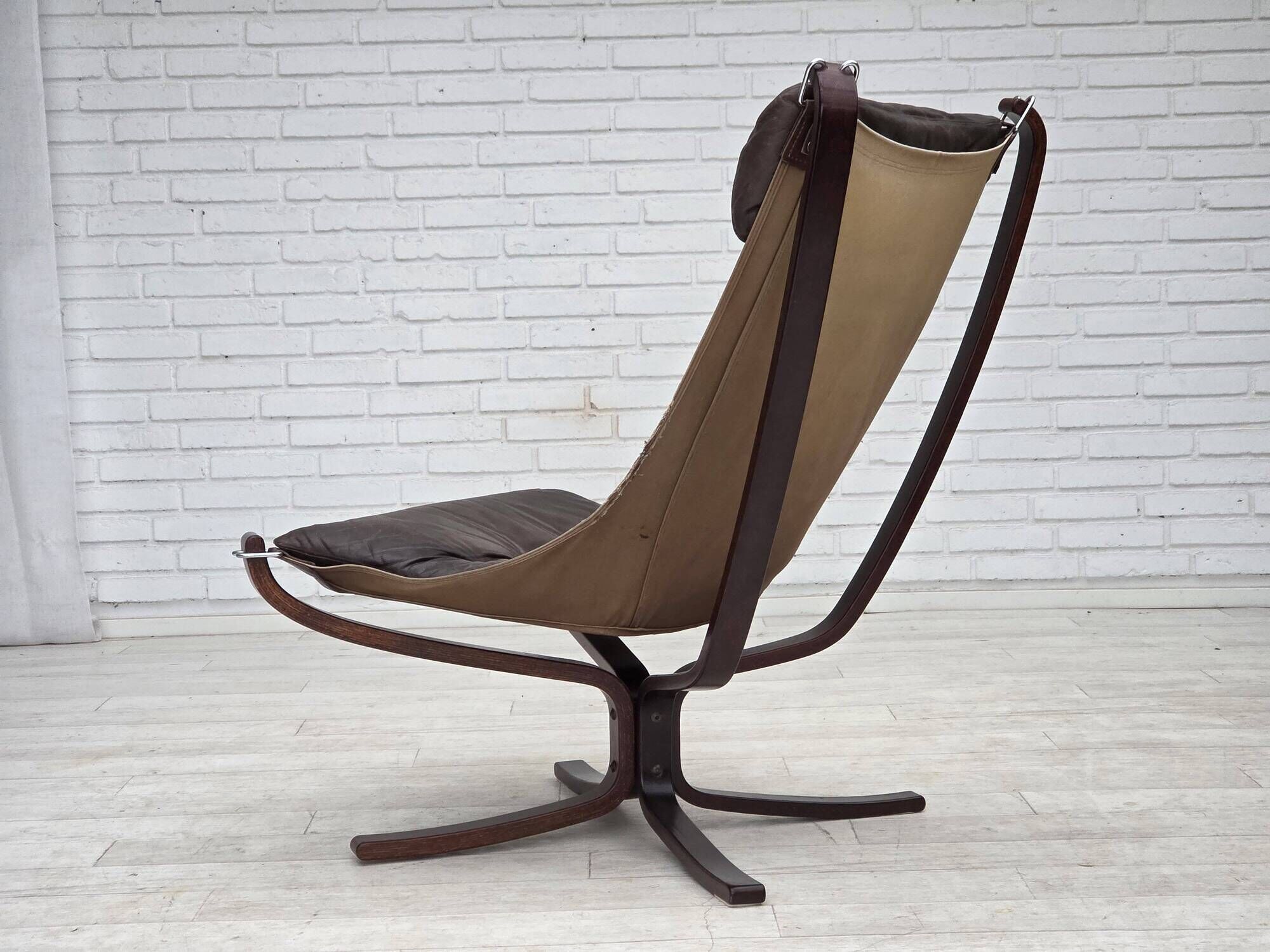 1970s, Norwegian design by Sigurd Ressel, chair "Falcon" with footstool.