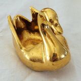 2 golden porcelain swans - vintage
