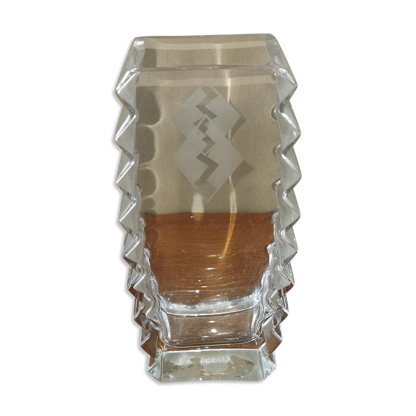 Vase art déco en verre moulé