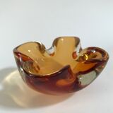 Orange lined glass ashtray, Flavio Poli for Seguso, 1960