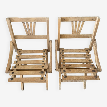 Set of 2 folding chairs for children from the 50s/60s
