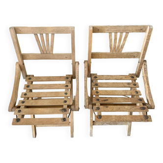 Set of 2 folding chairs for children from the 50s/60s