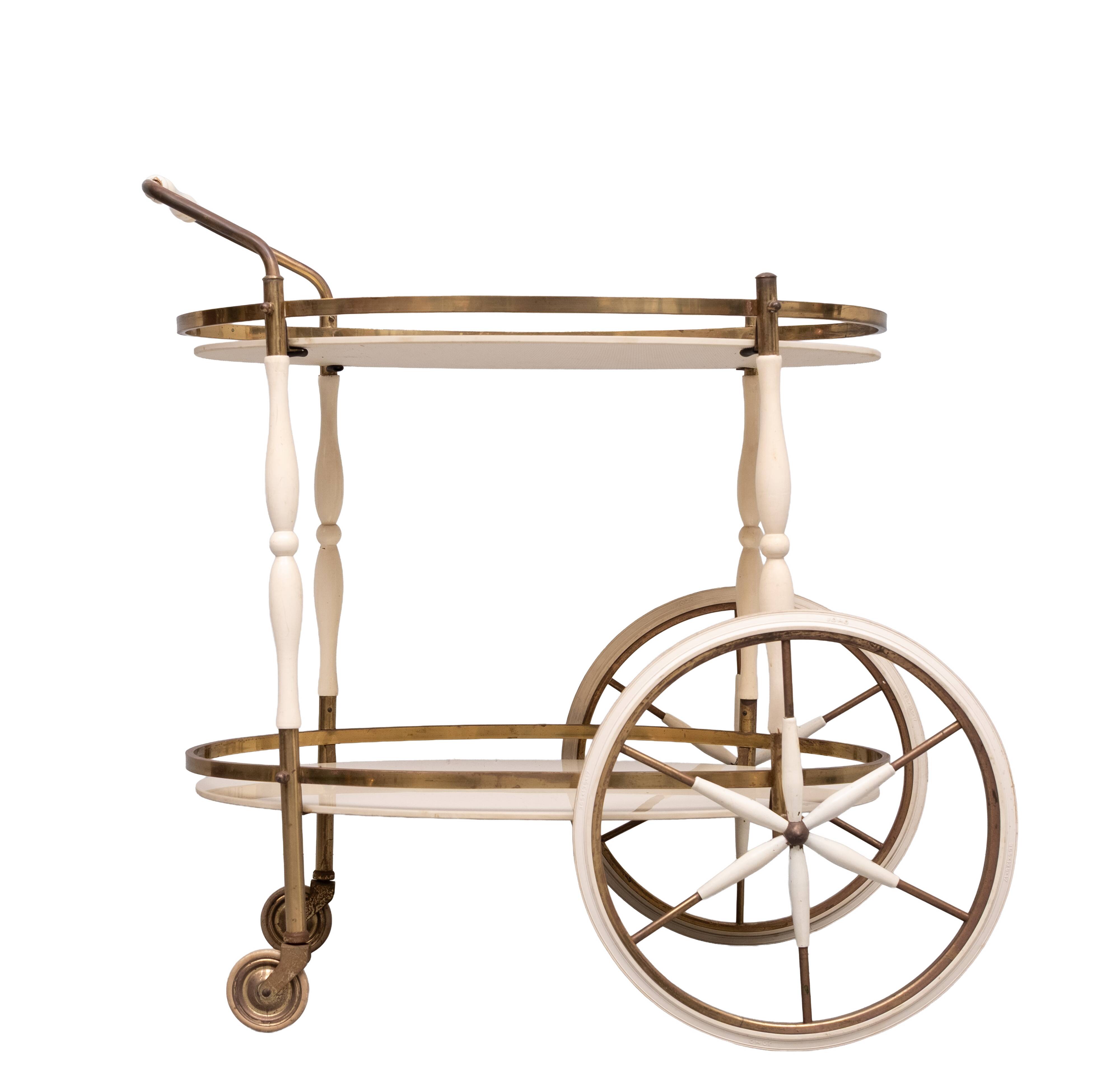 Oval shaped glass tops serving trolley Italy 1950s