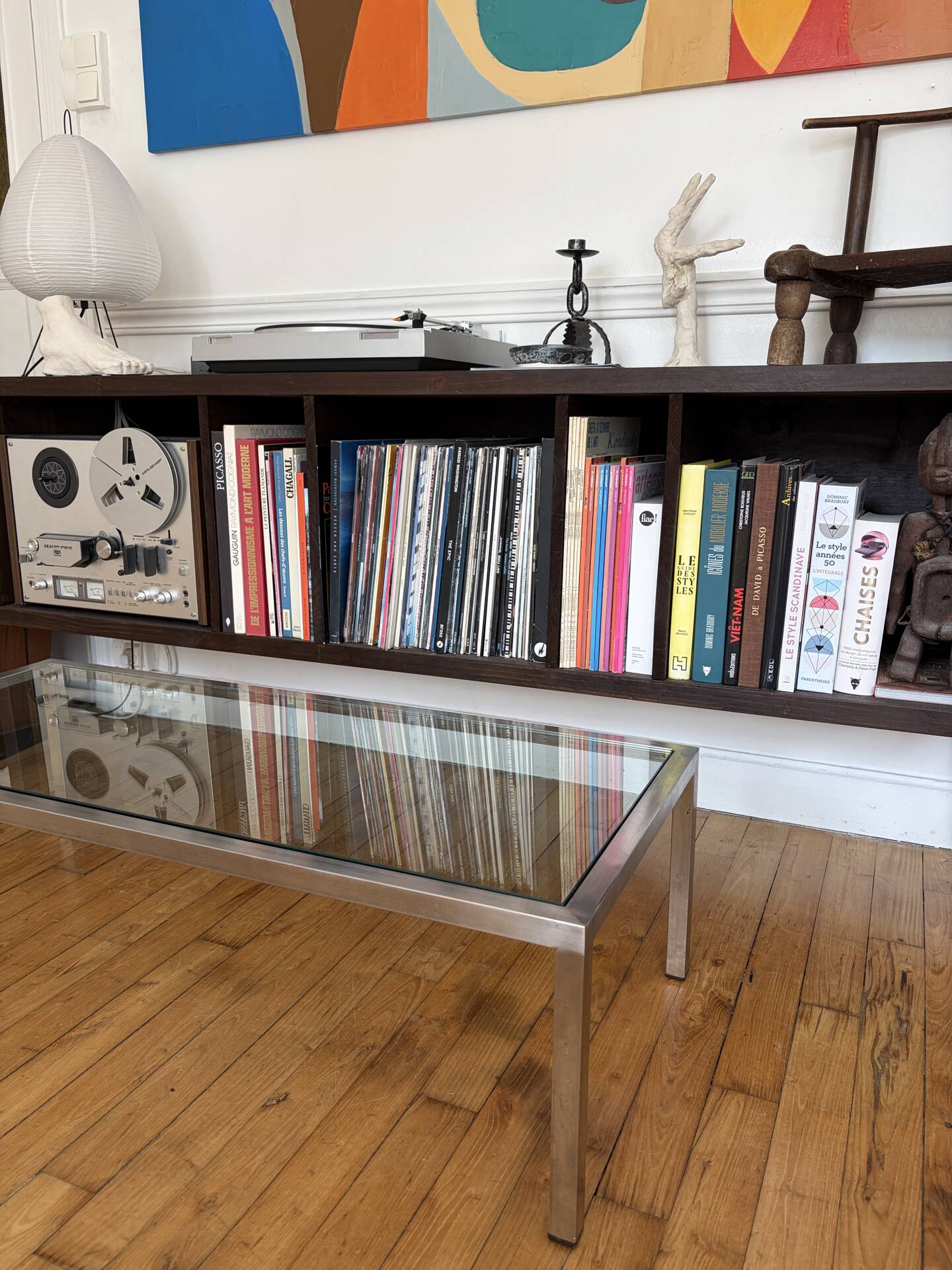 Chrome and glass coffee table from the 70s.