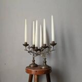 Pair of baroque country candlesticks ivy fleur-de-lys