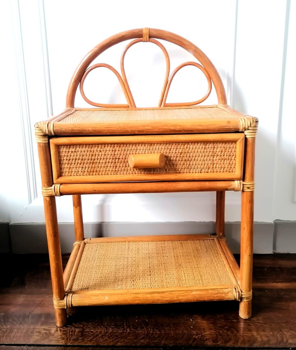 Rattan bedside table 1960