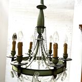 Empire style chandelier with tassels and patinated sheet metal, 20th century