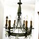 Empire style chandelier with tassels and patinated sheet metal, 20th century