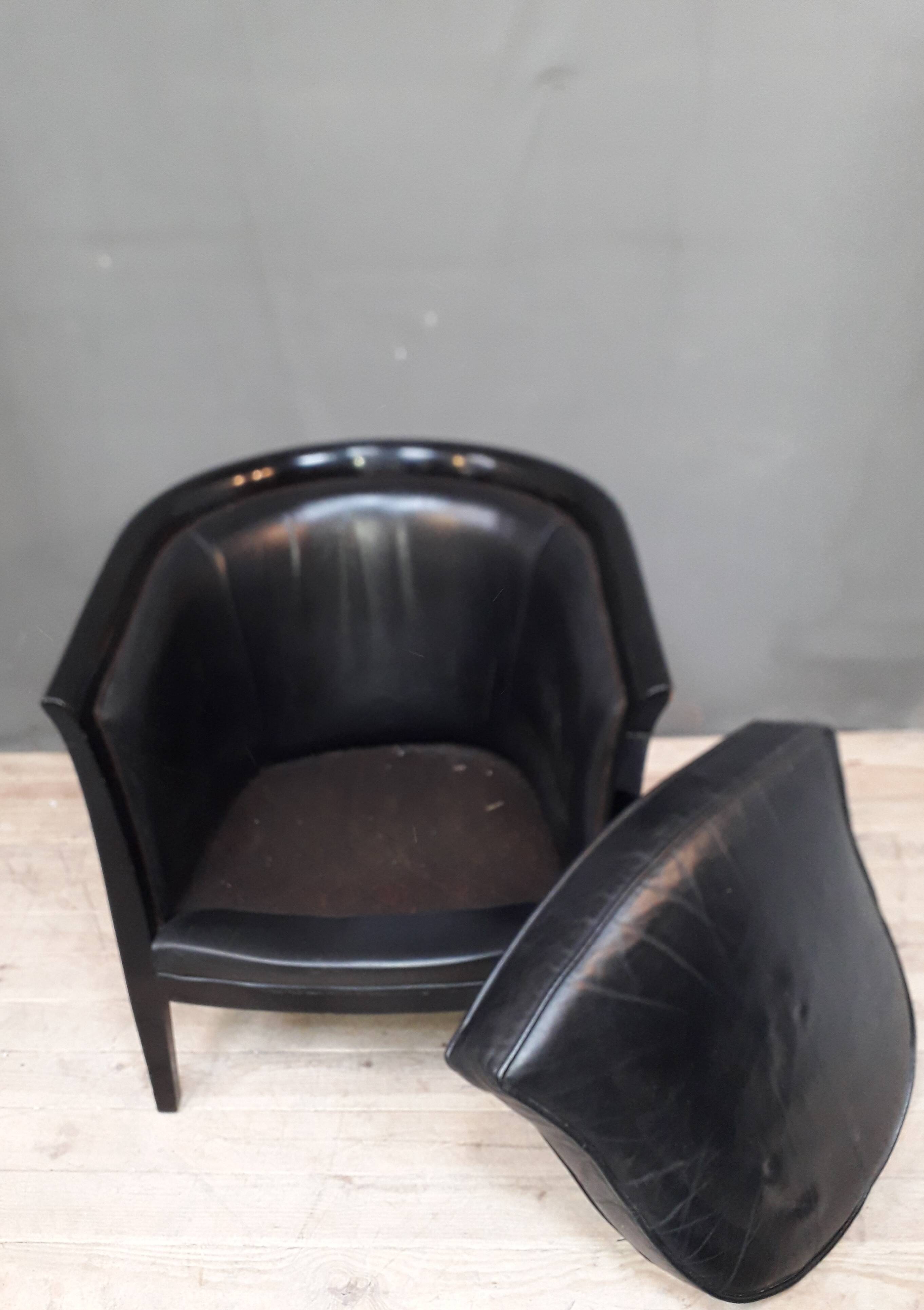 Modern black leather armchair