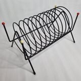 Magazine holder, vinyl holder "spring" in vintage metal, 30 cm