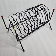 Magazine holder, vinyl holder "spring" in vintage metal, 30 cm