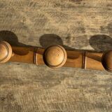 Large vintage wooden coat rack with 6 bamboo effect hooks L79