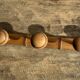 Large vintage wooden coat rack with 6 bamboo effect hooks L79
